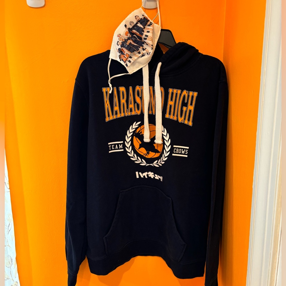 Haikyuu! Karasuno High Team Crows Navy Hoodie Sweater